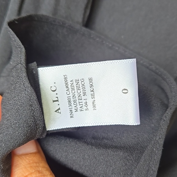 A.L.C. Cooper Silk Black Open Back Long Sleeve Blouse Size 0 - Picture 5 of 6